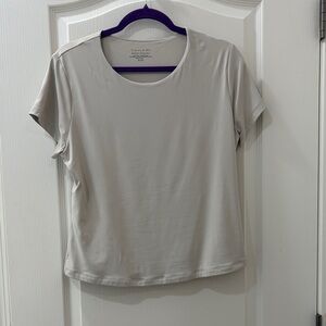 Tahari grey nude Short Sleeve Crewneck Top sz Xl